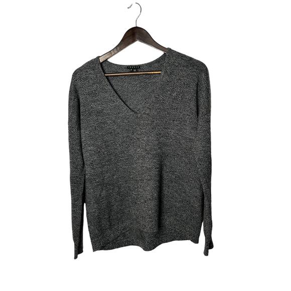 Theory Castra Bb Harmony Heathered Wool Sweater sz Medium v-neck gray - Picture 1 of 2